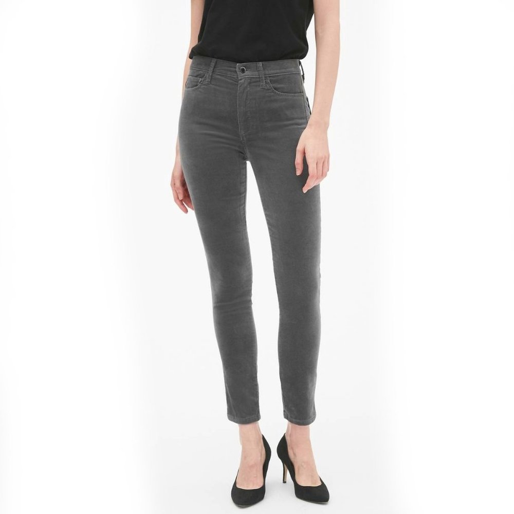 Gap High Rise True Skinny Ankle Grey Stretch Velvet Pants 29(8) -LIKE NEW